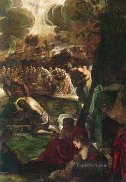 Detalle del bautismo de Cristo1 Tintoretto italiano Pinturas al óleo